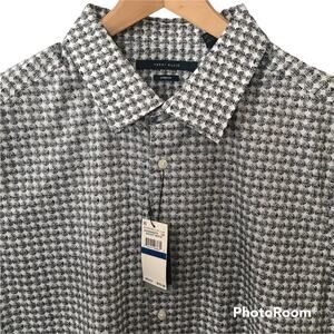 Perry Ellis Shirt Mens Sz Medium Short Sleeve Stretch Circle Pattern $79 NEW